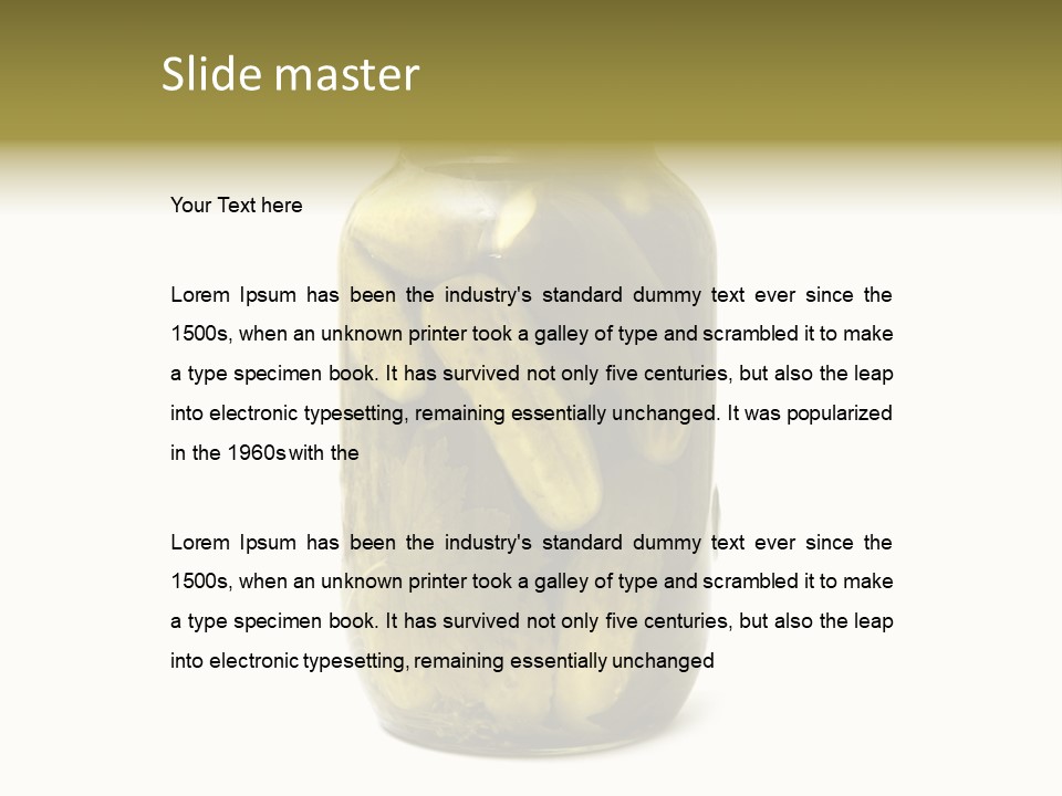 A Jar Filled With Pickles On A White Background PowerPoint Template