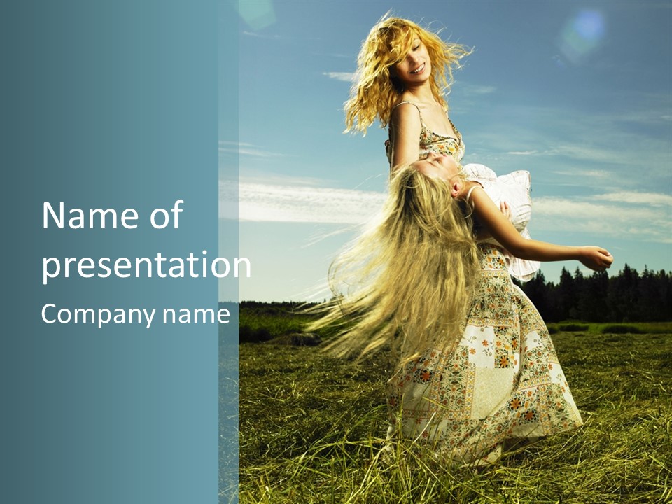 A Woman With Long Hair Is Standing In A Field PowerPoint Template