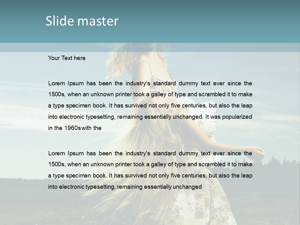 A Woman With Long Hair Is Standing In A Field PowerPoint Template