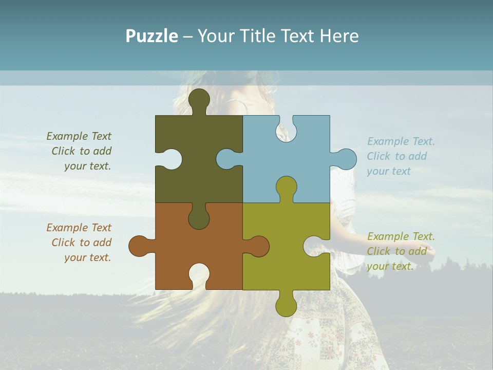 A Woman With Long Hair Is Standing In A Field PowerPoint Template