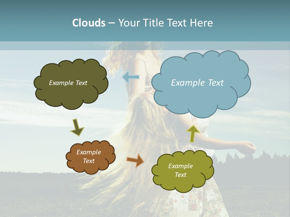 A Woman With Long Hair Is Standing In A Field PowerPoint Template