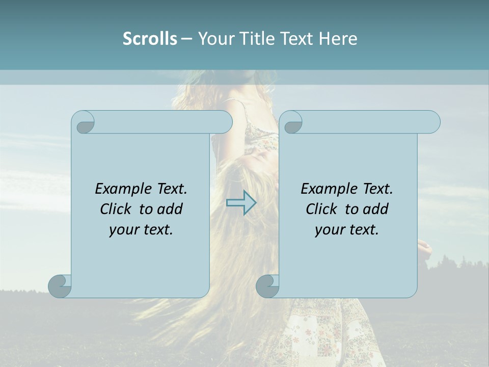 A Woman With Long Hair Is Standing In A Field PowerPoint Template