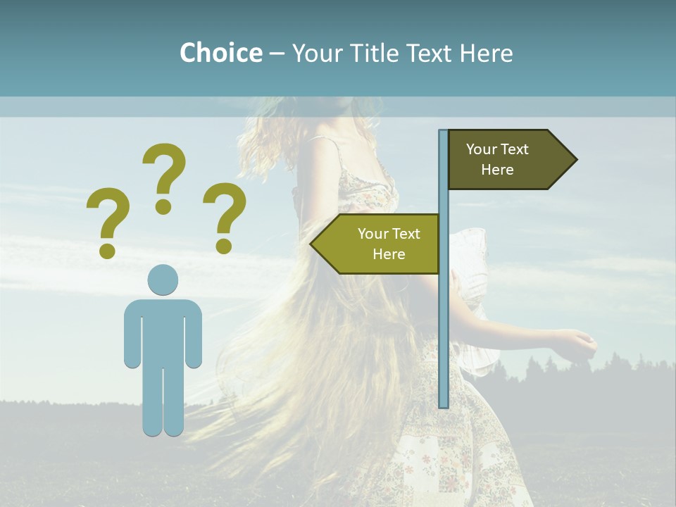 A Woman With Long Hair Is Standing In A Field PowerPoint Template