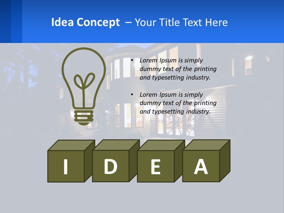 A House Is Lit Up At Night With The Words Name Of Presentation PowerPoint Template