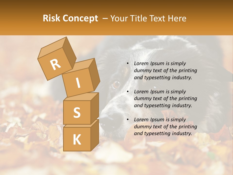 A Dog Laying On Top Of A Pile Of Leaves PowerPoint Template