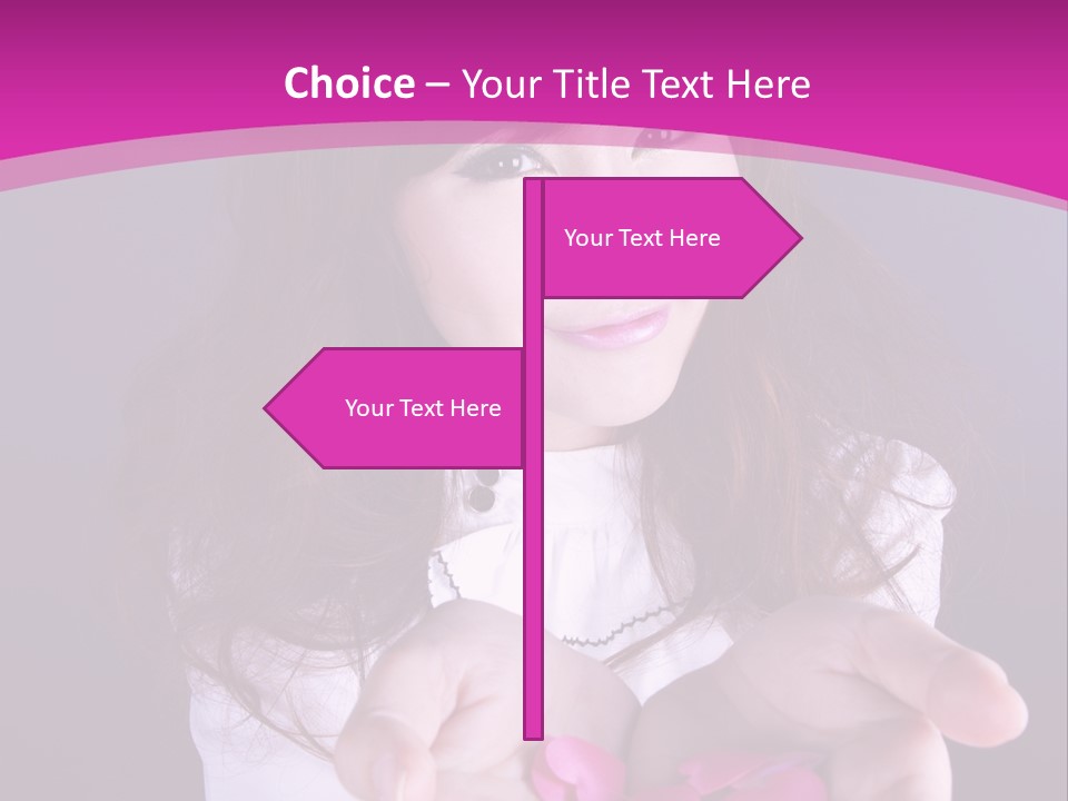 A Woman Holding A Bunch Of Pink Flowers In Her Hands PowerPoint Template