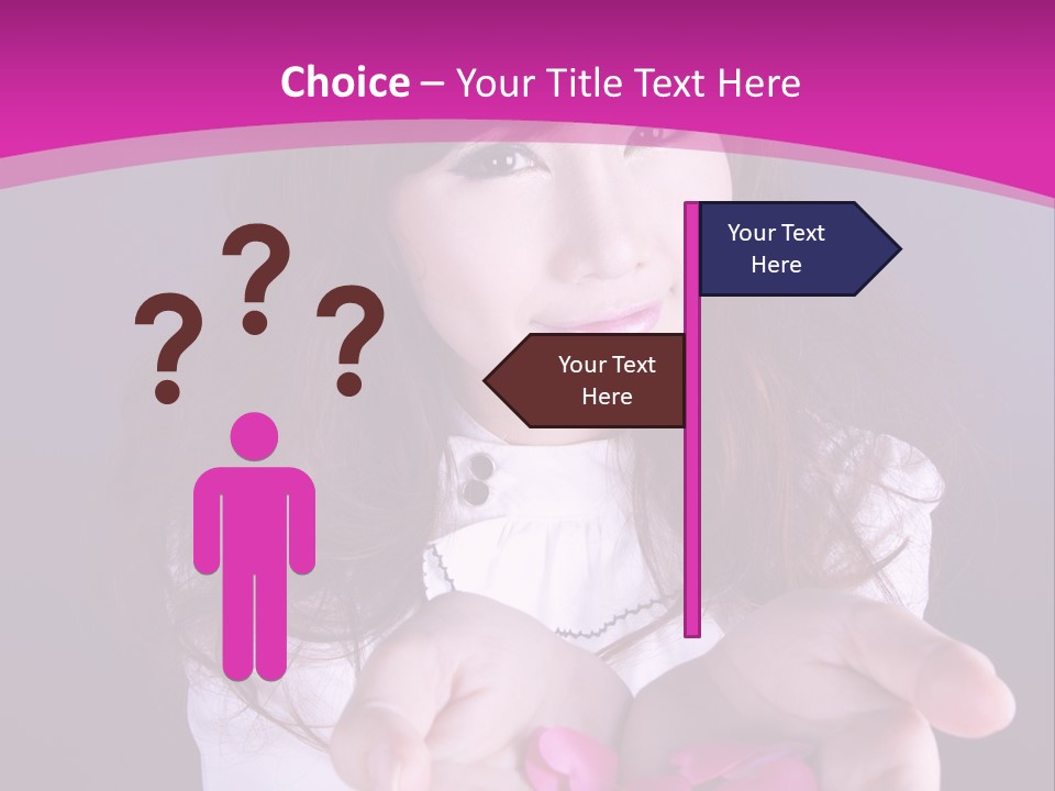 A Woman Holding A Bunch Of Pink Flowers In Her Hands PowerPoint Template