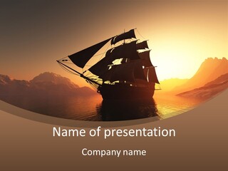 A Sailboat In The Ocean At Sunset Powerpoint Template PowerPoint Template