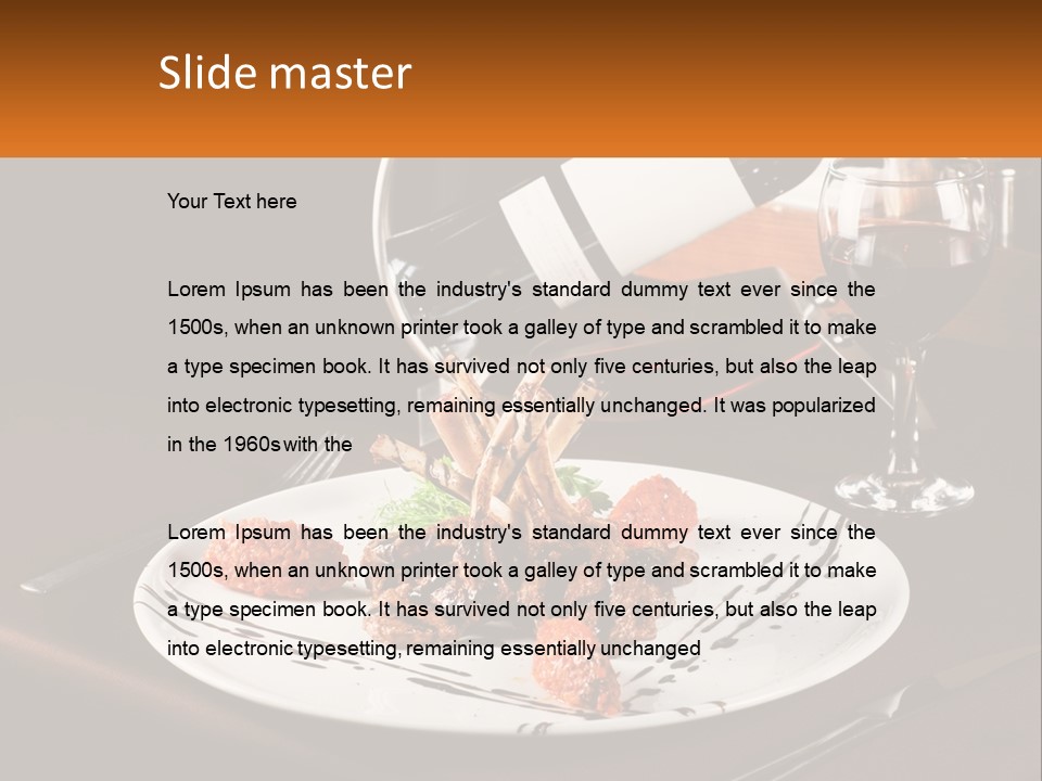A Plate Of Food And A Glass Of Wine On A Table PowerPoint Template