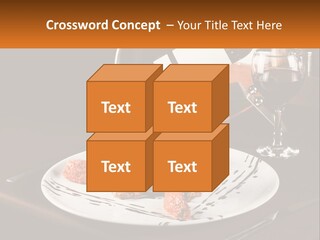 A Plate Of Food And A Glass Of Wine On A Table PowerPoint Template