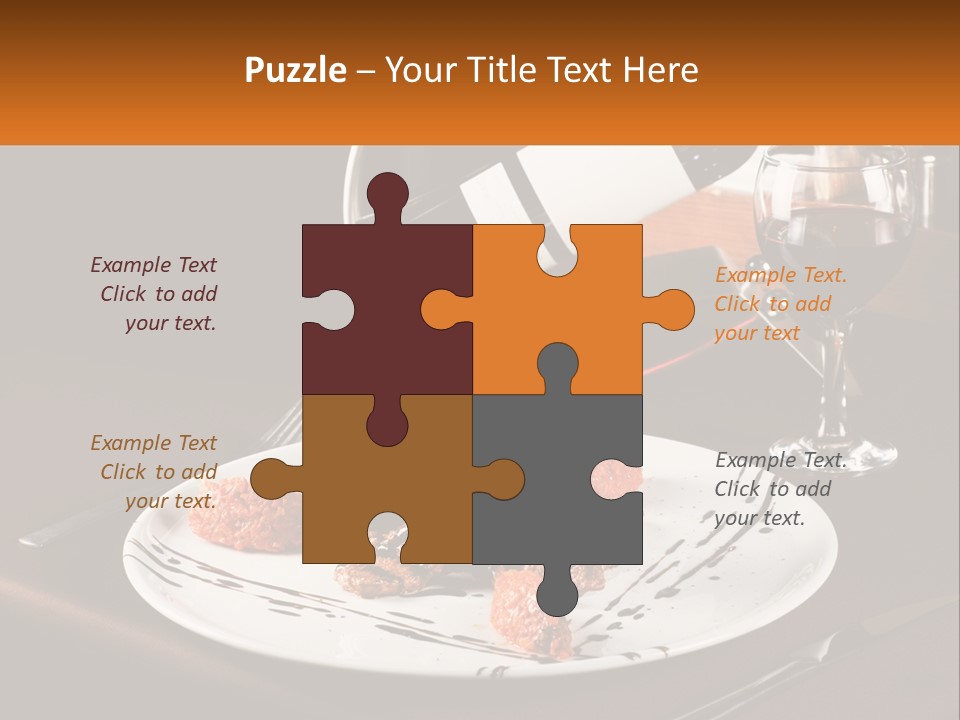 A Plate Of Food And A Glass Of Wine On A Table PowerPoint Template