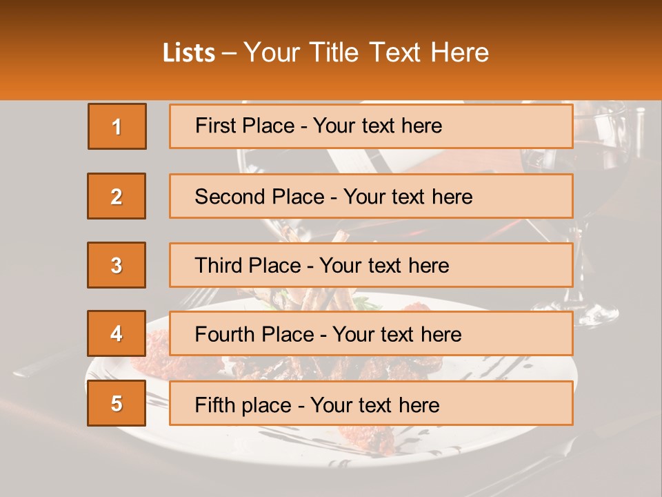 A Plate Of Food And A Glass Of Wine On A Table PowerPoint Template