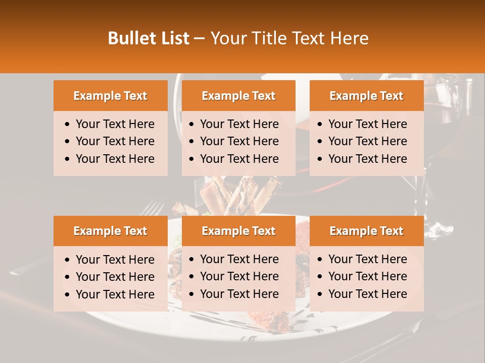 A Plate Of Food And A Glass Of Wine On A Table PowerPoint Template
