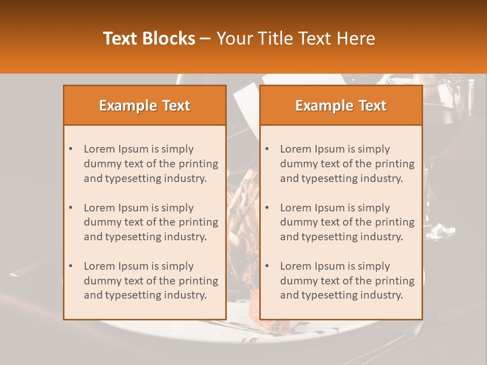 A Plate Of Food And A Glass Of Wine On A Table PowerPoint Template
