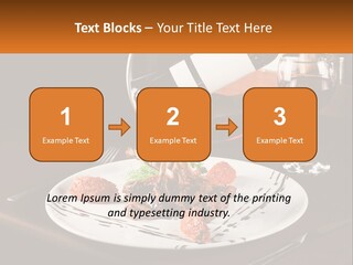 A Plate Of Food And A Glass Of Wine On A Table PowerPoint Template