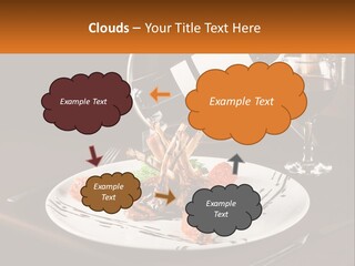 A Plate Of Food And A Glass Of Wine On A Table PowerPoint Template