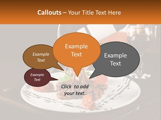A Plate Of Food And A Glass Of Wine On A Table PowerPoint Template