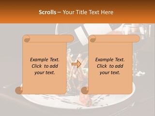 A Plate Of Food And A Glass Of Wine On A Table PowerPoint Template