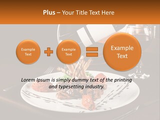 A Plate Of Food And A Glass Of Wine On A Table PowerPoint Template