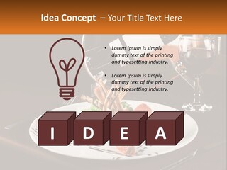 A Plate Of Food And A Glass Of Wine On A Table PowerPoint Template