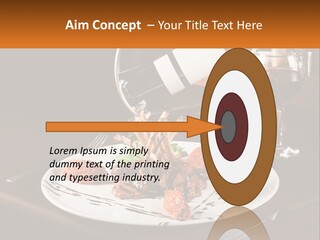 A Plate Of Food And A Glass Of Wine On A Table PowerPoint Template