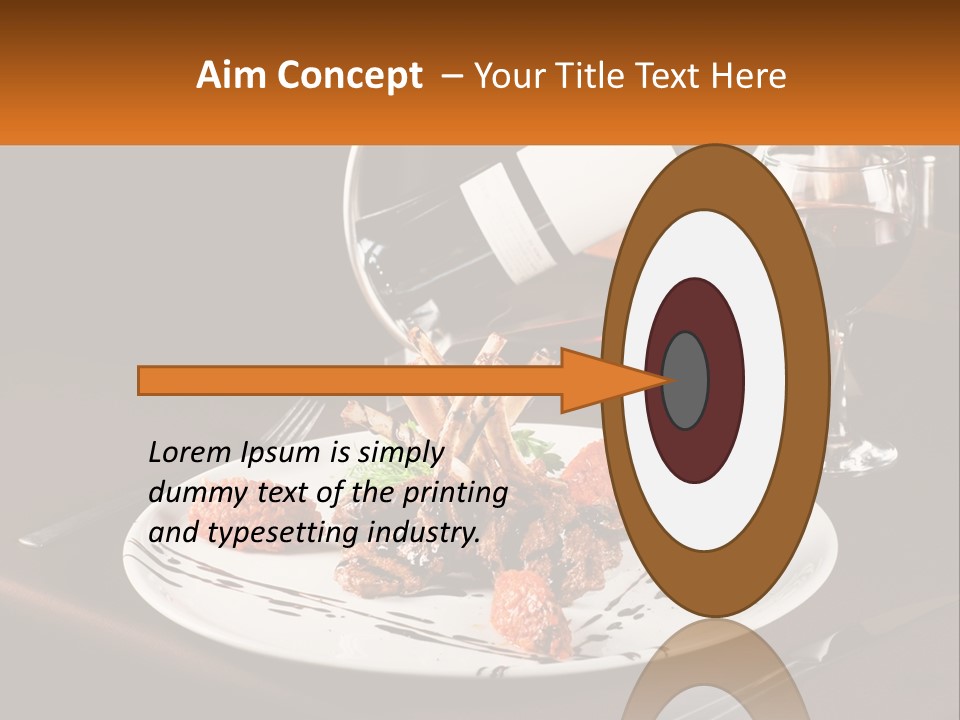 A Plate Of Food And A Glass Of Wine On A Table PowerPoint Template