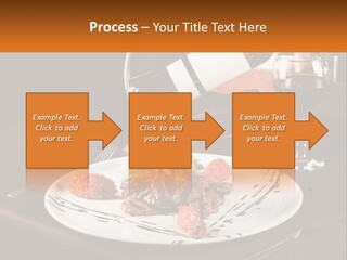 A Plate Of Food And A Glass Of Wine On A Table PowerPoint Template