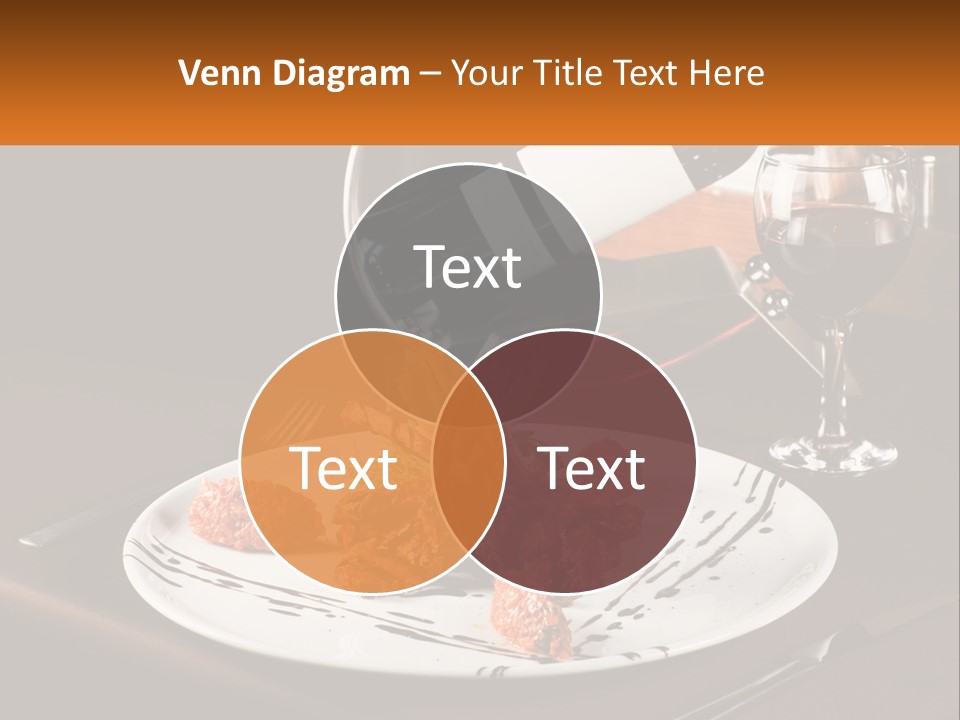 A Plate Of Food And A Glass Of Wine On A Table PowerPoint Template