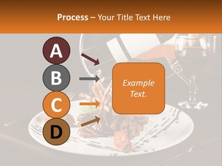 A Plate Of Food And A Glass Of Wine On A Table PowerPoint Template