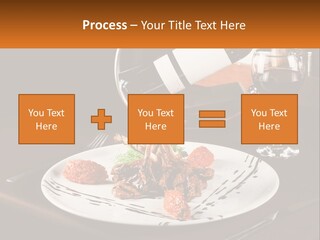A Plate Of Food And A Glass Of Wine On A Table PowerPoint Template
