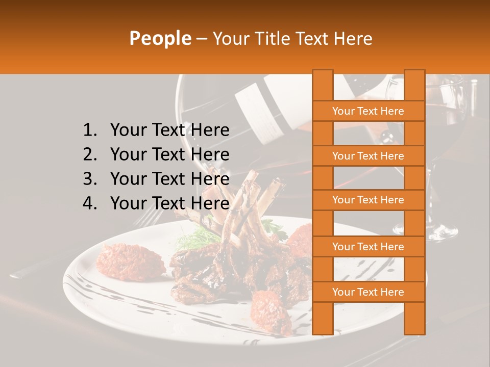A Plate Of Food And A Glass Of Wine On A Table PowerPoint Template