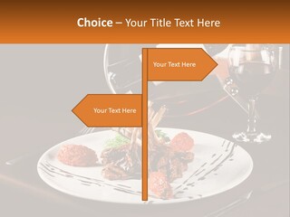 A Plate Of Food And A Glass Of Wine On A Table PowerPoint Template