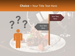 A Plate Of Food And A Glass Of Wine On A Table PowerPoint Template