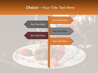 A Plate Of Food And A Glass Of Wine On A Table PowerPoint Template