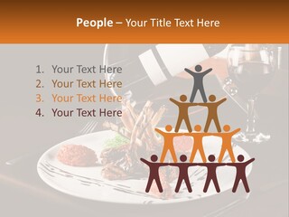 A Plate Of Food And A Glass Of Wine On A Table PowerPoint Template