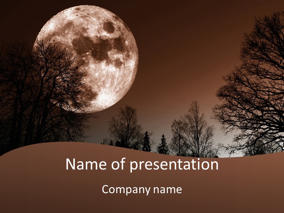 A Full Moon With Trees In The Background PowerPoint Template