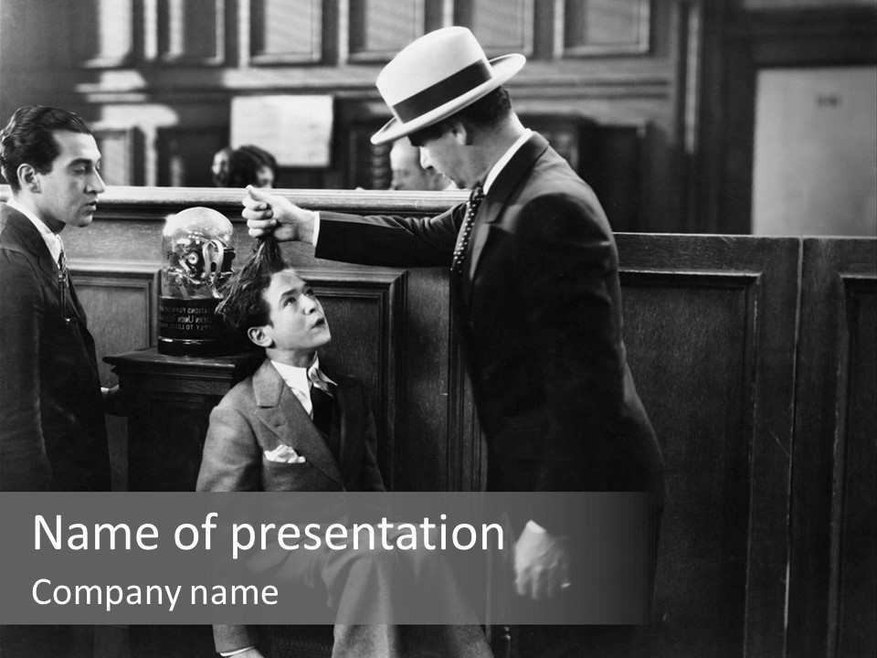 A Man Handing A Trophy To A Little Boy PowerPoint Template