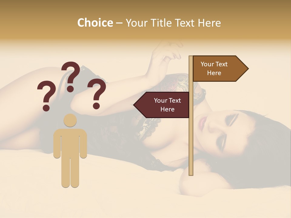 A Woman In Lingerie Smoking A Cigarette PowerPoint Template