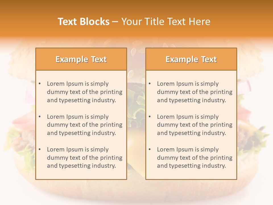 A Cheeseburger With Lettuce, Tomatoes, Onions And Tomatoes On It PowerPoint Template