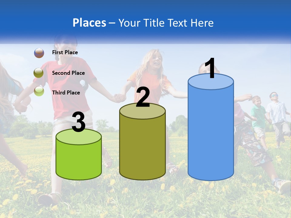 A Group Of Children Running Through A Field Holding Hands PowerPoint Template