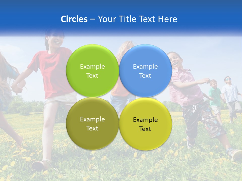 A Group Of Children Running Through A Field Holding Hands PowerPoint Template