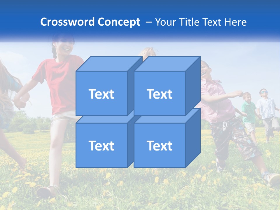 A Group Of Children Running Through A Field Holding Hands PowerPoint Template