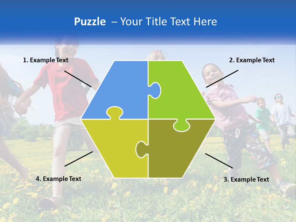 A Group Of Children Running Through A Field Holding Hands PowerPoint Template