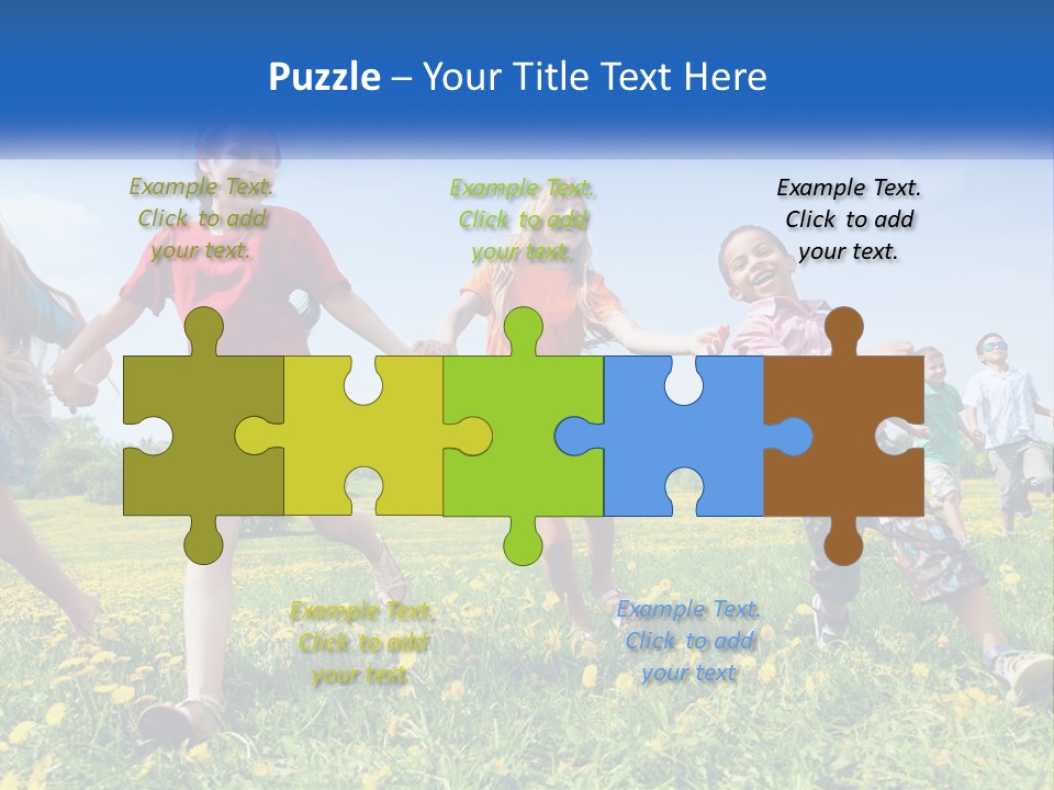 A Group Of Children Running Through A Field Holding Hands PowerPoint Template