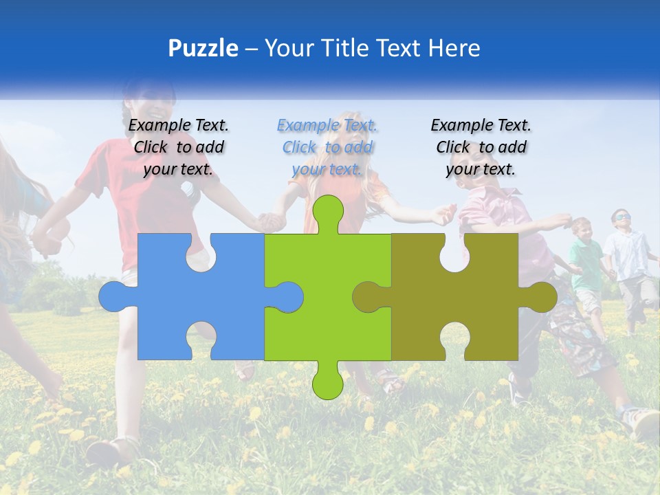 A Group Of Children Running Through A Field Holding Hands PowerPoint Template