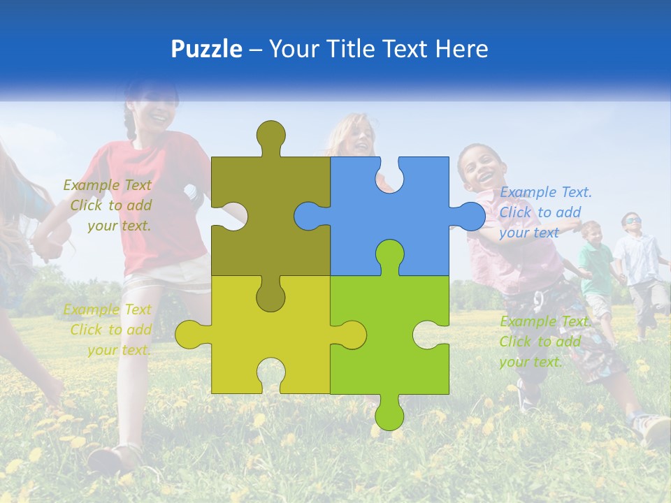 A Group Of Children Running Through A Field Holding Hands PowerPoint Template