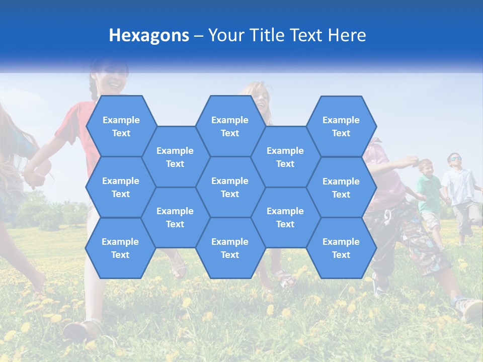 A Group Of Children Running Through A Field Holding Hands PowerPoint Template