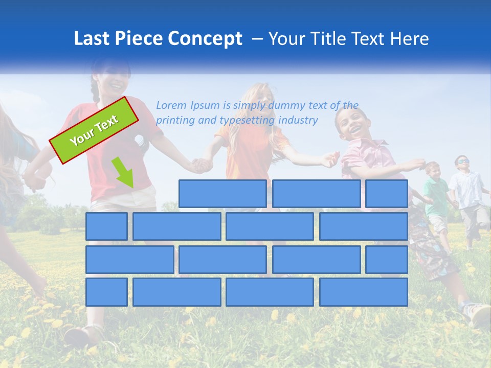 A Group Of Children Running Through A Field Holding Hands PowerPoint Template