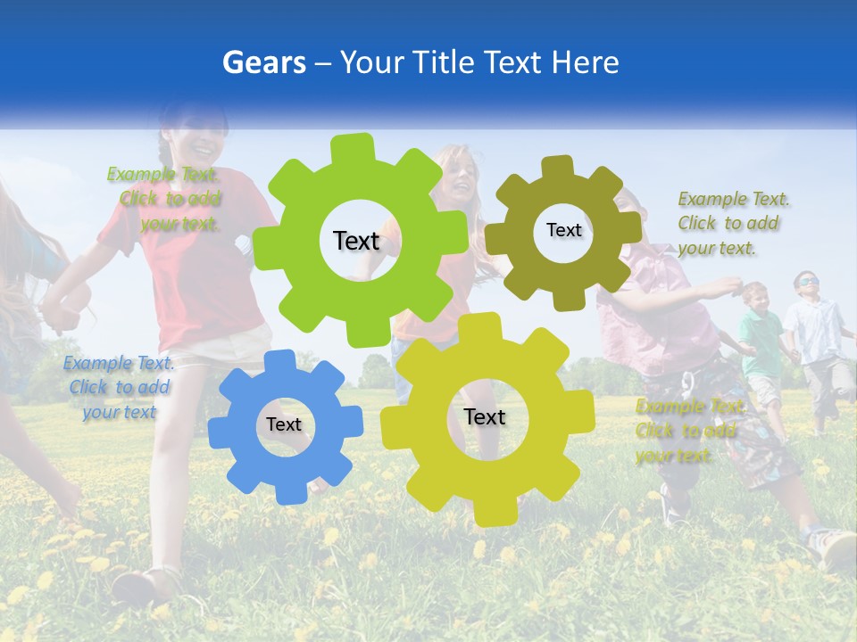 A Group Of Children Running Through A Field Holding Hands PowerPoint Template