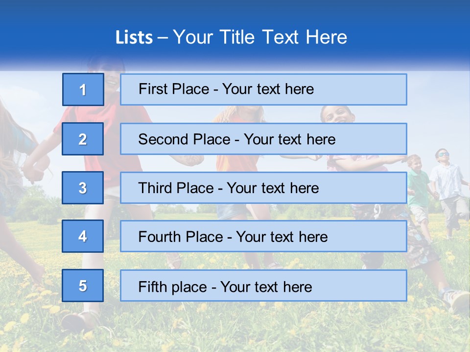 A Group Of Children Running Through A Field Holding Hands PowerPoint Template
